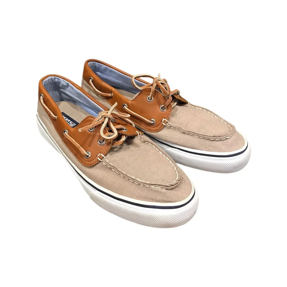 Sperry Top Sider Men's Tan‎ Canvas Boat Shoes Lace Up Casual Sneakers Size 12
